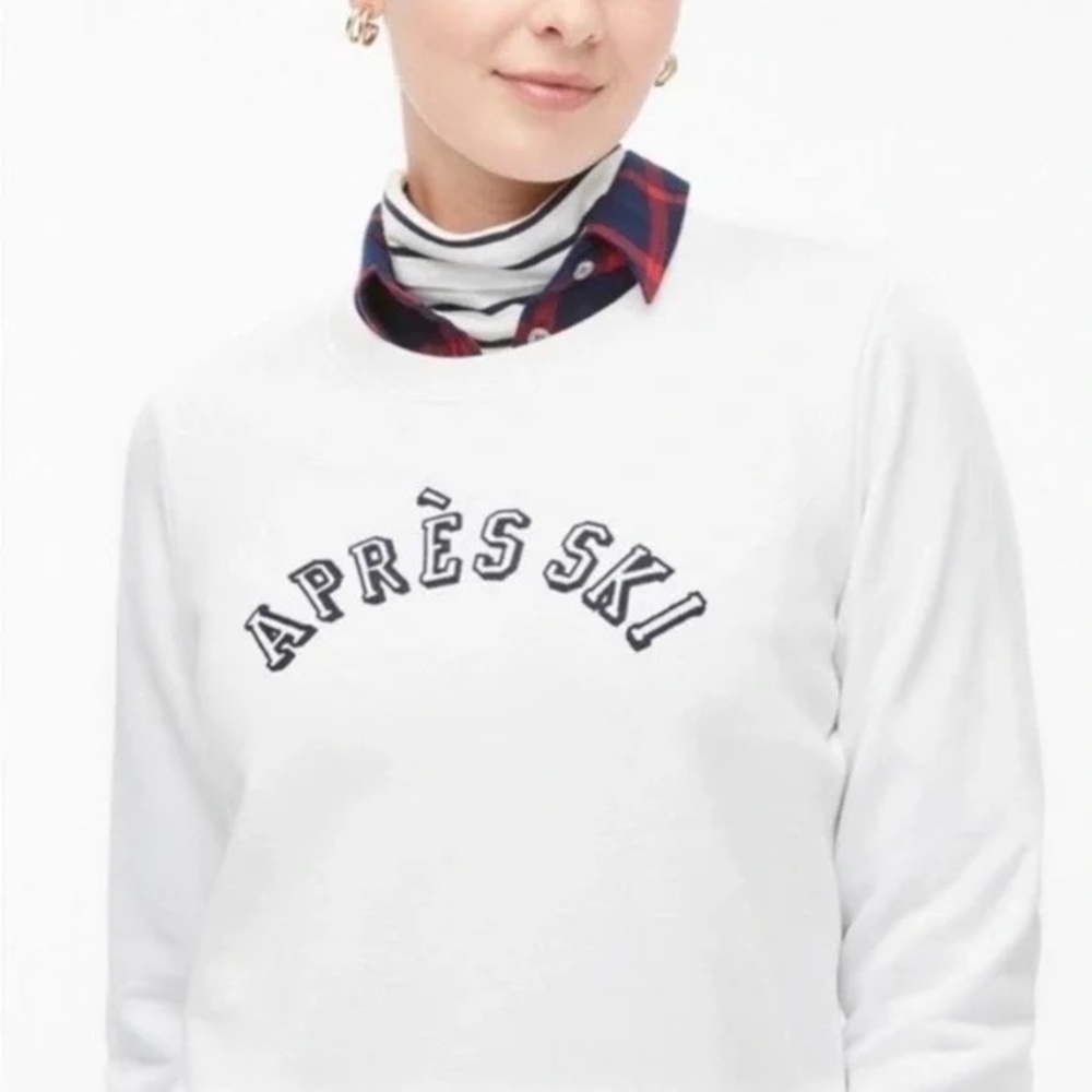 J. Crew White "Après Ski" Pullover Sweatshirt